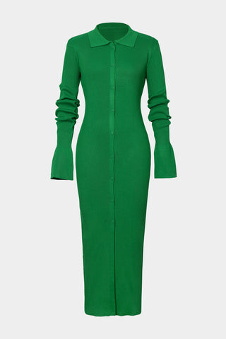 Damen-Langarmkleid mit Rippstrick | Maxi
