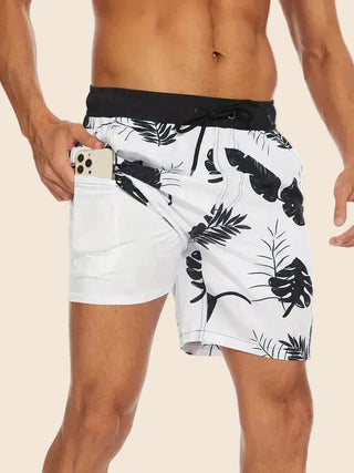 Herren Badeshorts mit Blumenmuster | Mit Kordelzug