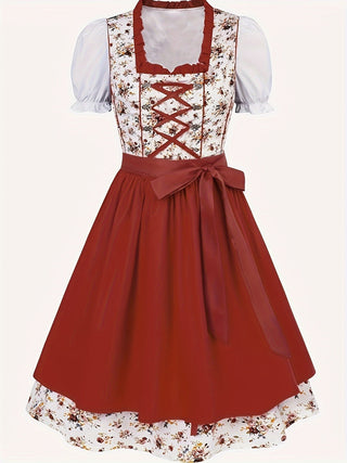 Dámské dirndl šaty na Oktoberfest | Midi s potiskem