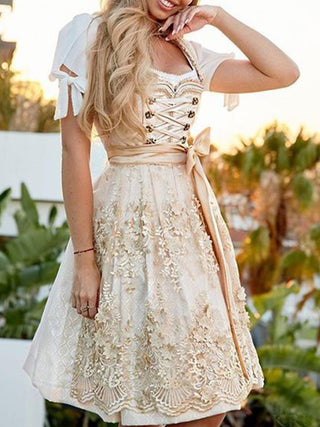 Damen Oktoberfest Dirndl Kleid | Knielänge