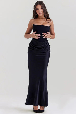 Damen Elegantes Trägerloses Abendkleid | Maxi