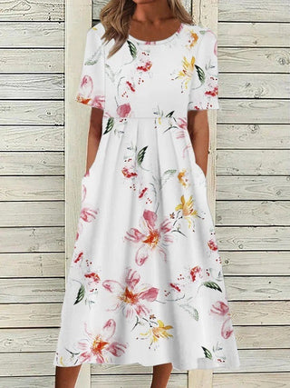 Damen Sommerkleid mit Blumenmuster | Midi