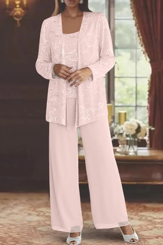 Damski trzyczęściowy zestaw z cekinami | elegancki
