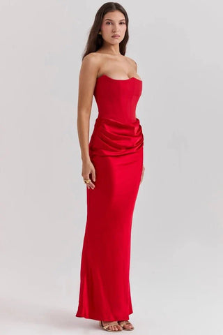 Damen Elegantes Trägerloses Abendkleid | Maxi