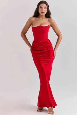 Damen Elegantes Trägerloses Abendkleid | Maxi