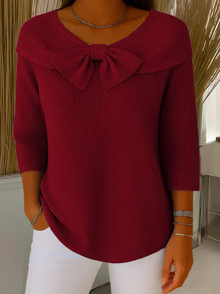 Damen Elegante Bluse mit Schleife | Gerippt