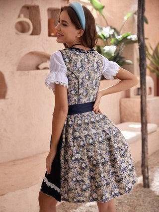 Dámské dirndl šaty na Oktoberfest | Midi s květinovým vzorem