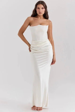Damen Elegantes Trägerloses Abendkleid | Maxi