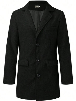Men's Winter Trench Coat | Classic Button Closure