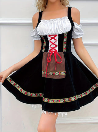 Dámské dirndl šaty na Oktoberfest | Ramena odhalená
