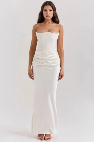 Damen Elegantes Trägerloses Abendkleid | Maxi