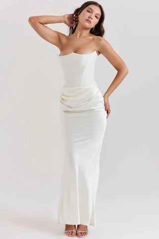 Damen Elegantes Trägerloses Abendkleid | Maxi