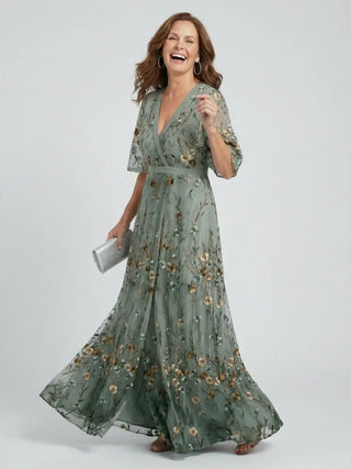 Robe de soirée pour femme avec décolleté en V | Maxi