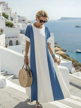 Robe d'été pour femme avec design en blocs de couleur | Maxi