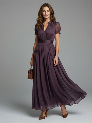 Damen Plissiertes Abendkleid | Maxi