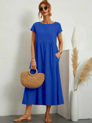 Damen Elegantes Kurzarmkleid | Maxi