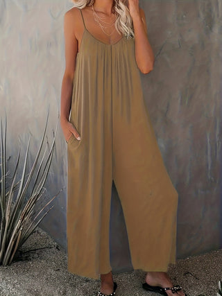 Combinaison femme avec bretelles spaghetti | Jambe large