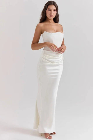 Damen Elegantes Trägerloses Abendkleid | Maxi