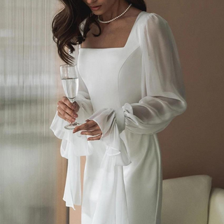 Damen Langarm Hochzeitskleid | Maxi