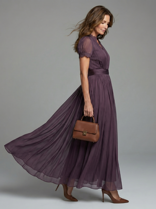 Damen Plissiertes Abendkleid | Maxi