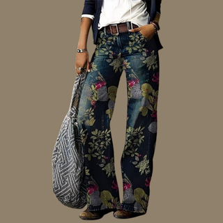 Women's jeans with wide leg | Printed
