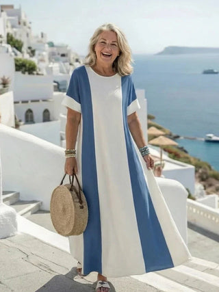 Robe d'été pour femme avec design en blocs de couleur | Maxi