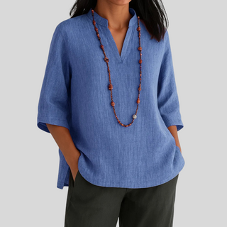 Damen Sommerbluse mit V-Ausschnitt