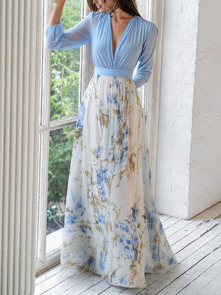 Damen Abendkleid mit V-Ausschnitt | Maxi