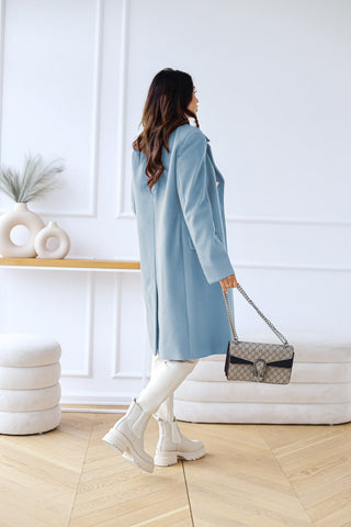 Women's trench coat | Double-breasted with texture & long cut