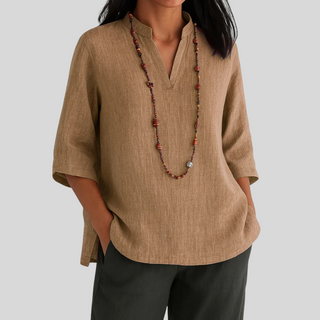 Damen Sommerbluse mit V-Ausschnitt