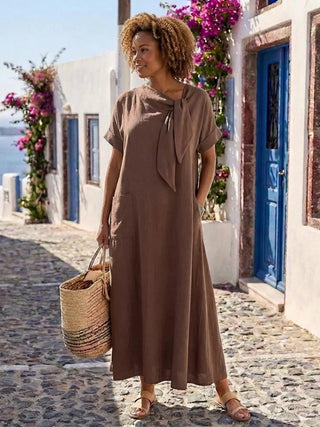 Damen Sommerkleid mit Schleife | Midi