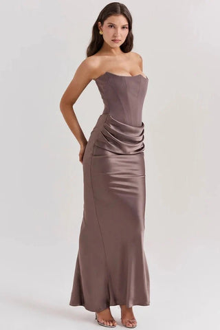 Damen Elegantes Trägerloses Abendkleid | Maxi