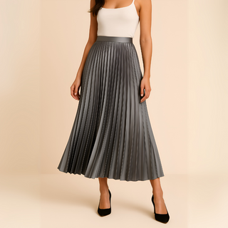 Falda plisada para mujer con cintura alta | Midi