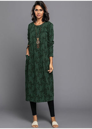 Damen Kleid mit Taschen und Blumenmuster | Midi