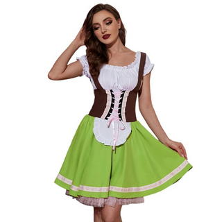 Damen-Dirndl-Oktoberfestkostüm | Rock mit Schürze und geschnürtem Oberteil