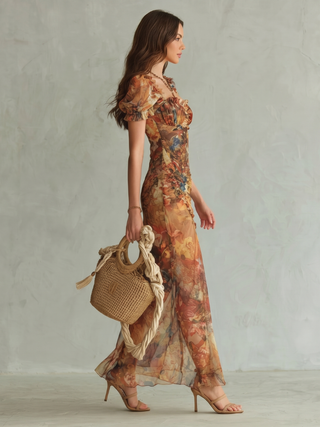 Damen Sommerkleid Geblümt Mit Schlitz | Maxi