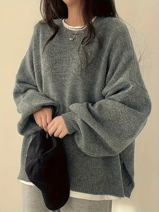 Women's winter pullover with crew neck | oversized