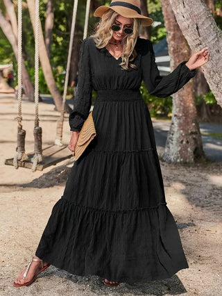 Women's Long Sleeve Maxi Dress | Tiered Design