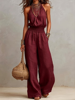 Combinaison pour femmes à col halter | jambes larges