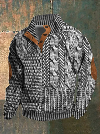 Men's Winter Sweater | With Buttons and Patch Design