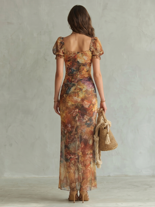 Damen Sommerkleid Geblümt Mit Schlitz | Maxi