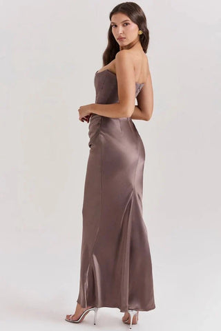 Damen Elegantes Trägerloses Abendkleid | Maxi