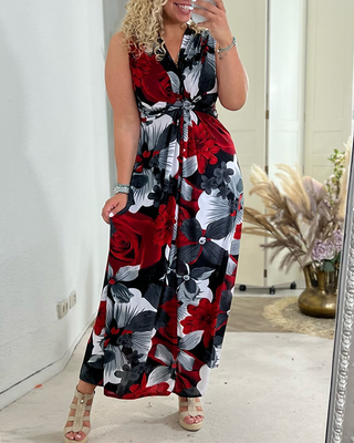 Damen Sommerkleid mit Blumenmuster | Maxi