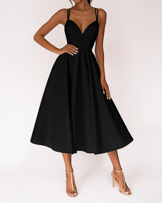 Vestido para invitadas de boda con tirantes finos para mujer | Midi