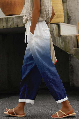 Pantalones casuales ombré para mujer | Con cordón