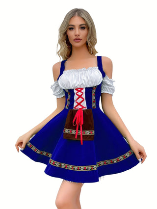 Damen Oktoberfest Dirndlkleid Schulterfrei | Mini zum Schnüren