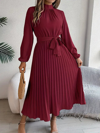 Damska plisowana elegancka sukienka | Midi