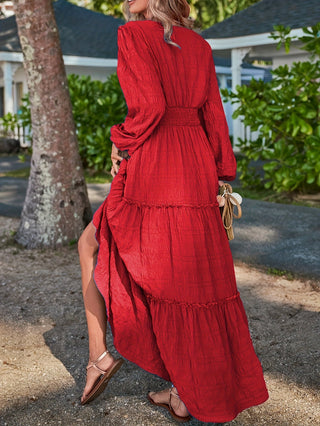 Women's Long Sleeve Maxi Dress | Tiered Design