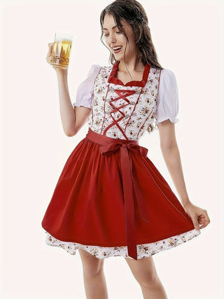Dámské dirndl šaty na Oktoberfest | Midi s potiskem
