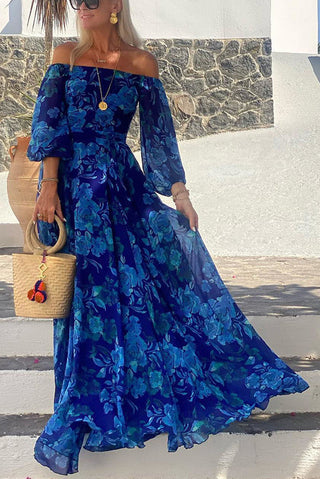 Robe femme épaules dénudées à motif floral | Maxi